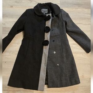 Rothschild Sz 7 Girl Winter Holiday Dress Coat Black Gray